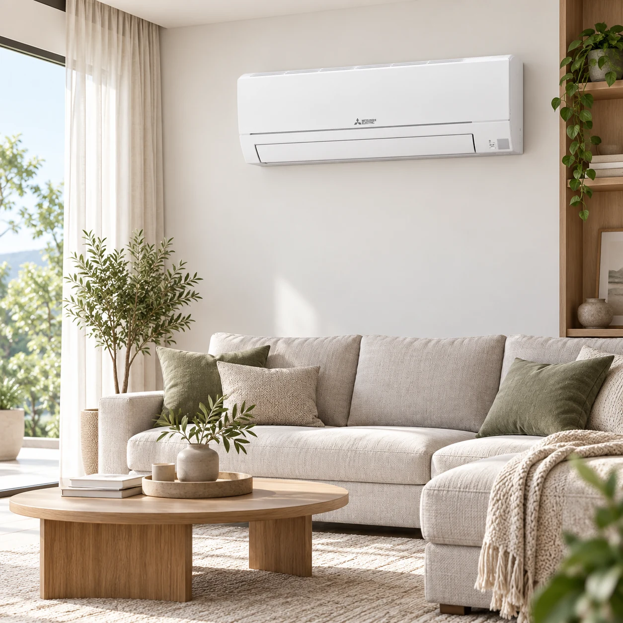 Климатик Mitsubishi Electric серия MSZ-HR в модерен дневен интериор